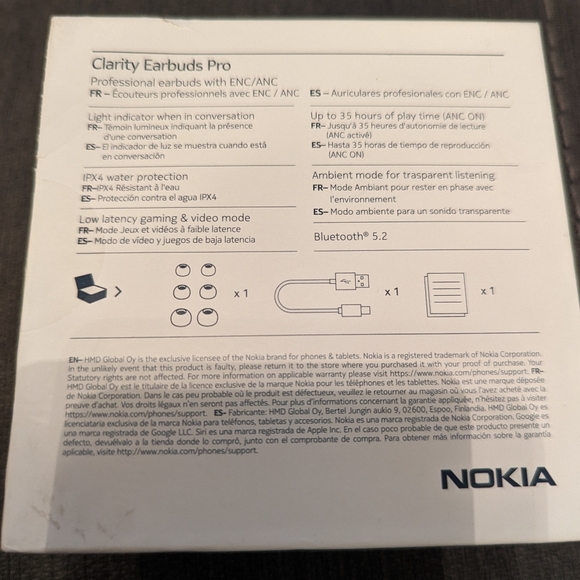 Nokia Clarity Earbuds Pro NWT Wireless Charging Case Bluetooth ENC/AMC Gaming 🎧 - Picture 3 of 6
